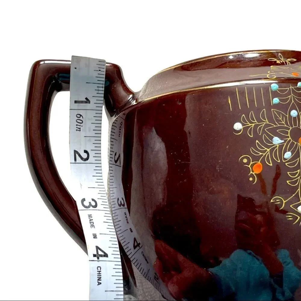 Japan 1940’s Vintage Moriage Brown Teapot LARGE
